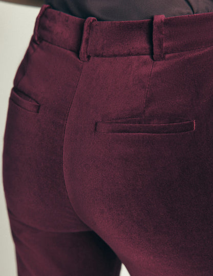 Flare Velvet Trousers-Deep Cherry