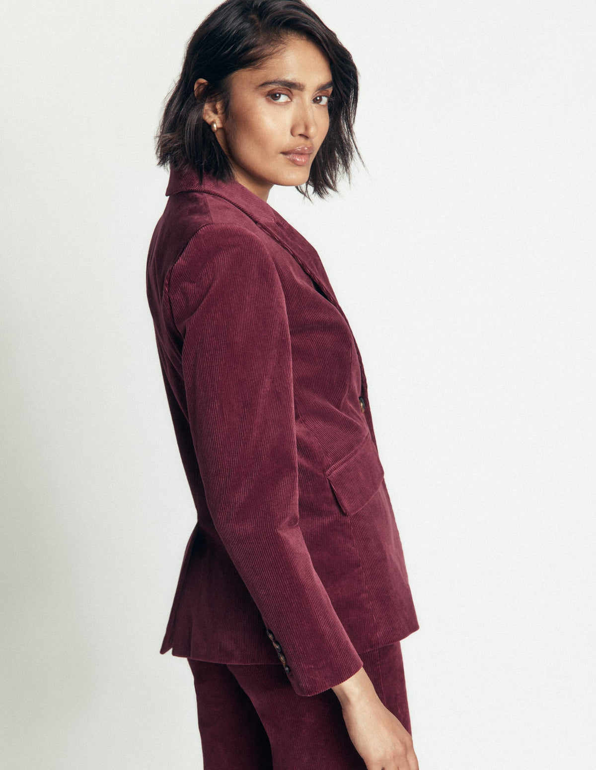 Stamford Cord Blazer-Dark Crimson