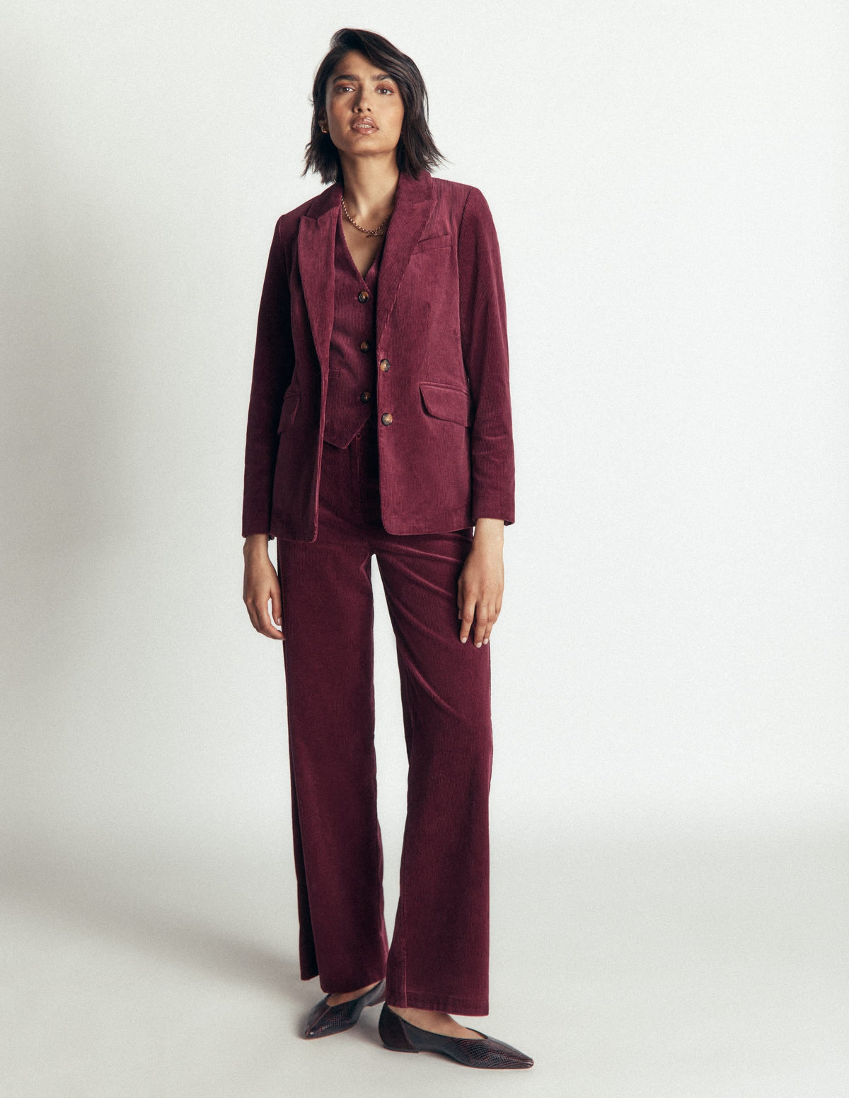 Stamford Cord Blazer-Dark Crimson