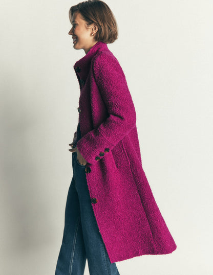 Funnel Neck Wool Coat-Festival Fuschia