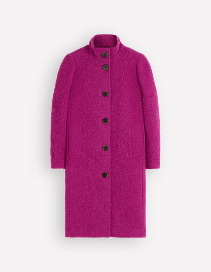 Funnel Neck Wool Coat-Festival Fuschia
