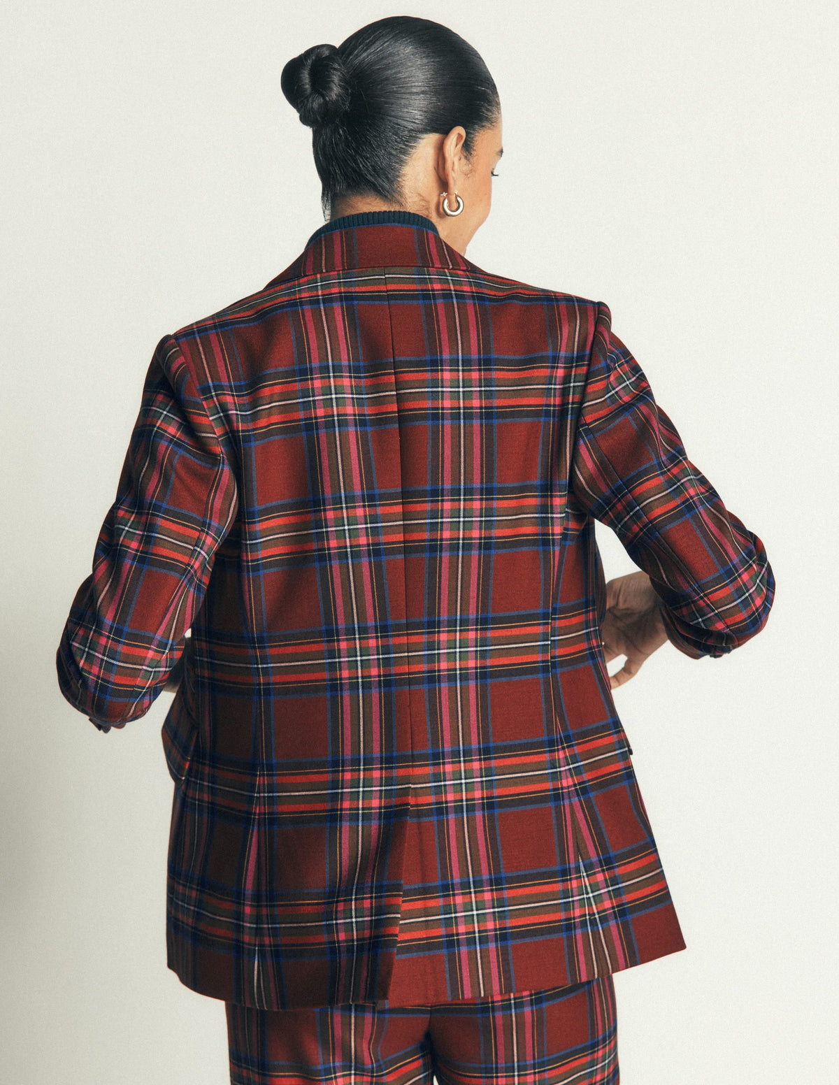 Stamford Wool Blazer-Brown, Blue and Orange Check
