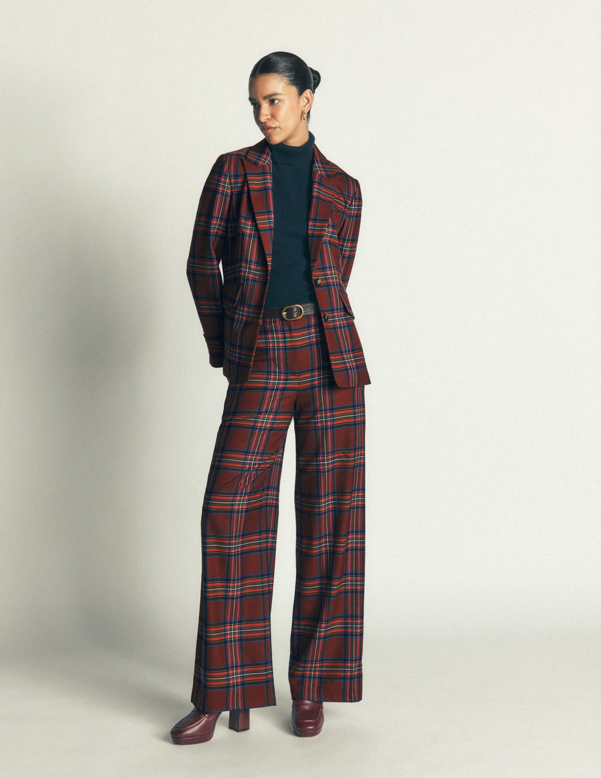 Stamford Wool Blazer-Brown, Blue and Orange Check