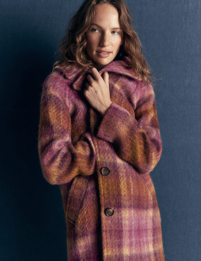 Cotswold Wool Coat-Camel, Pink Check