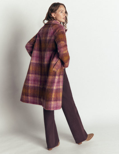 Cotswold Wool Coat-Camel, Pink Check