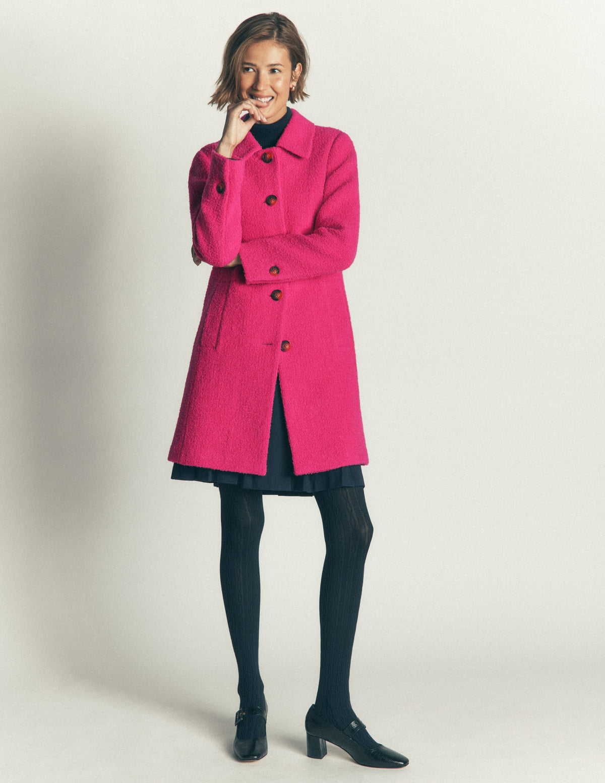 Aylesford Wool Coat-Bright Pink