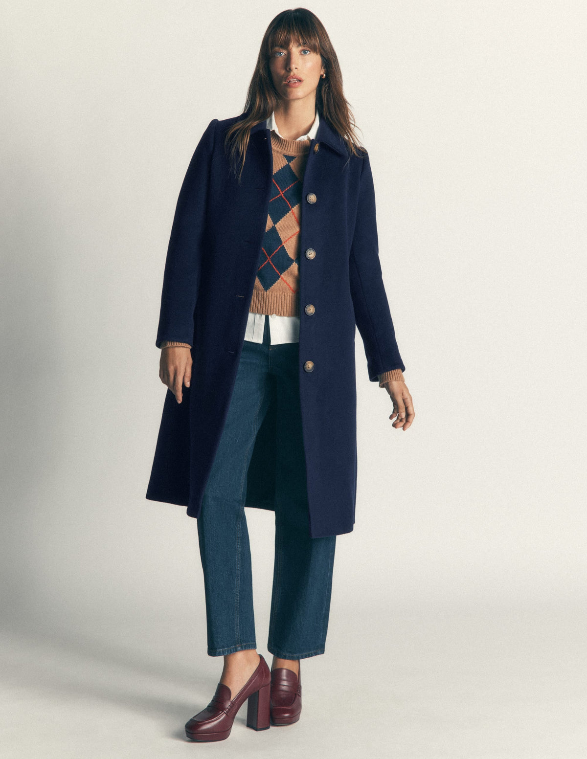 Aylesford Longline Coat-Navy