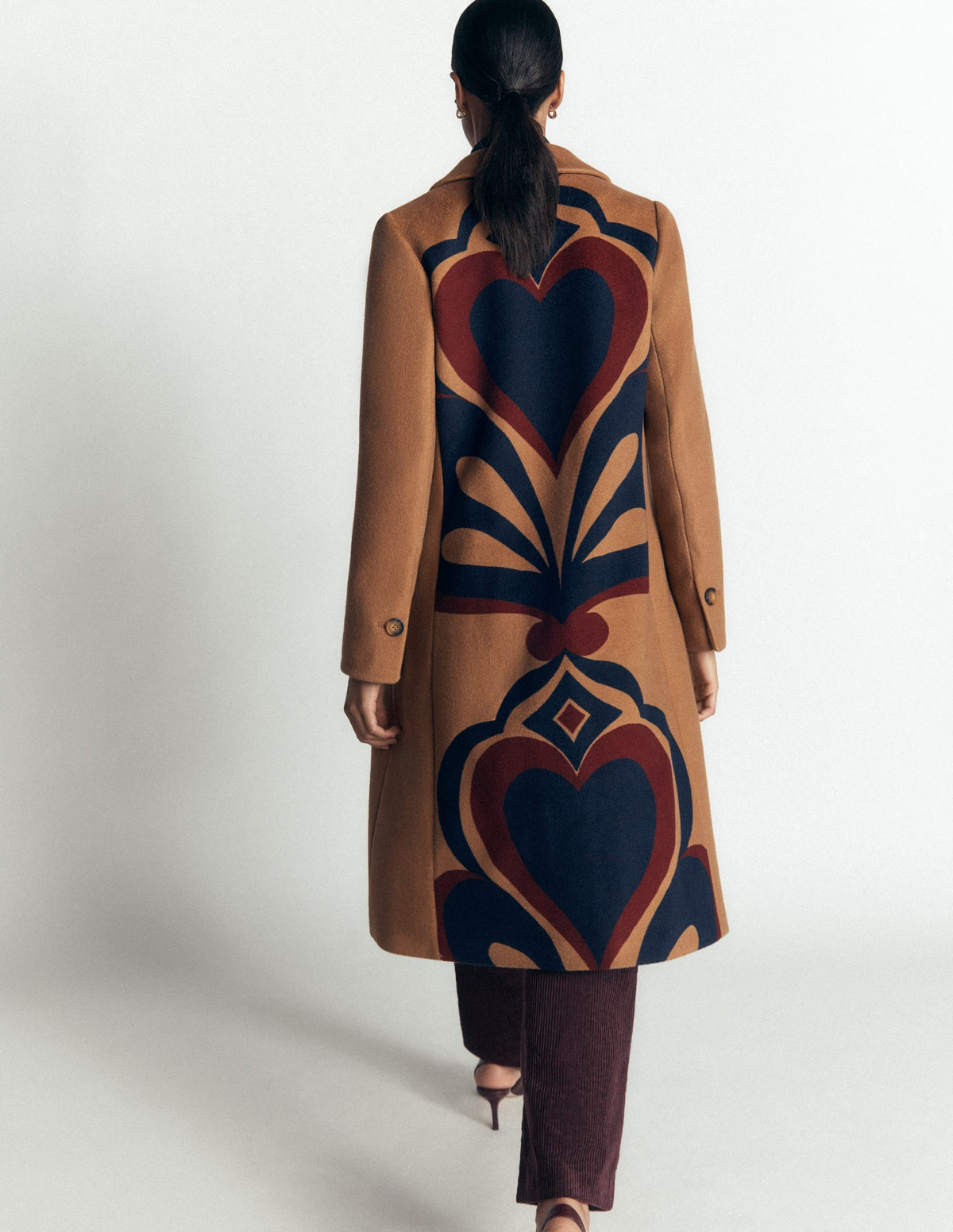 Aylesford Longline Coat-Camel Swooping Hearts