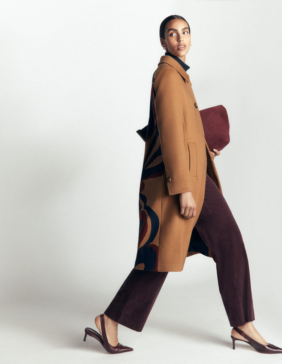 Aylesford Longline Coat-Camel Swooping Hearts