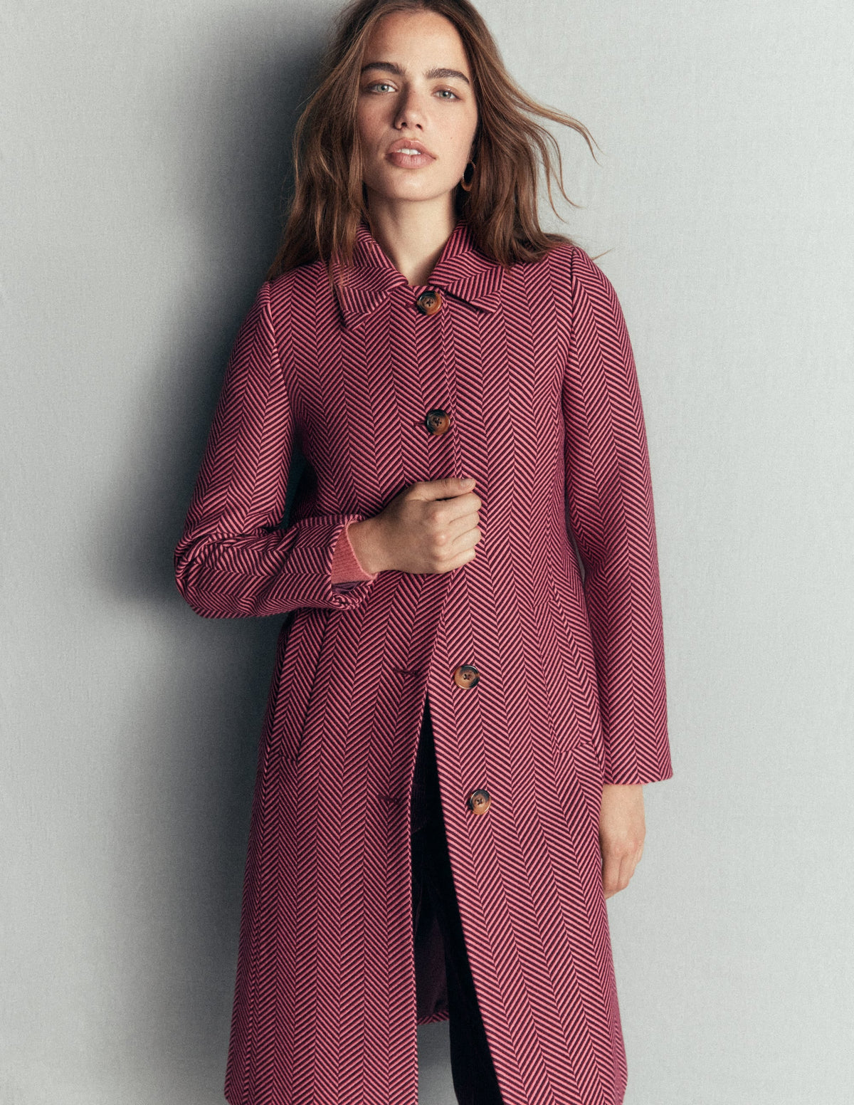 Aylesford Longline Coat-Herringbone
