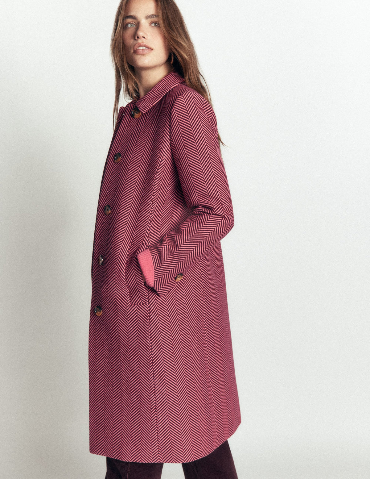 Aylesford Longline Coat-Herringbone