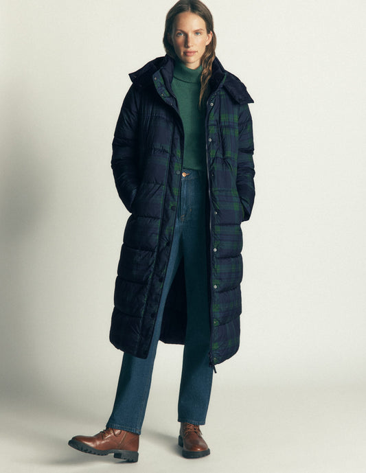 Long Raglan Padded Coat-Navy