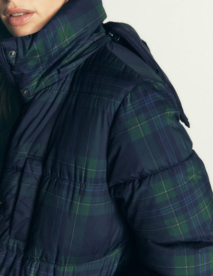 Long Raglan Padded Coat-Navy