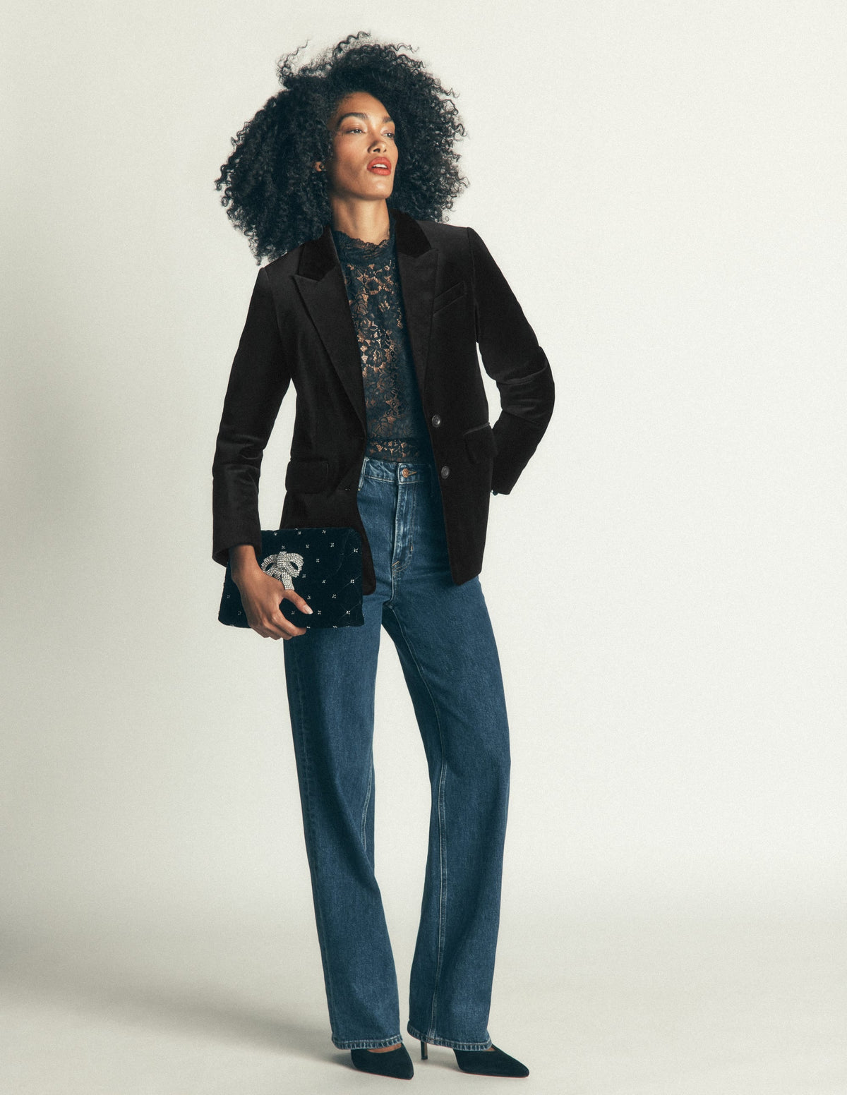 Stamford Velvet Blazer-Black