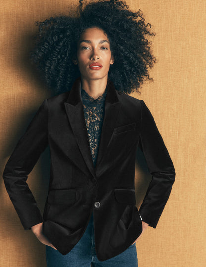 Stamford Velvet Blazer-Black