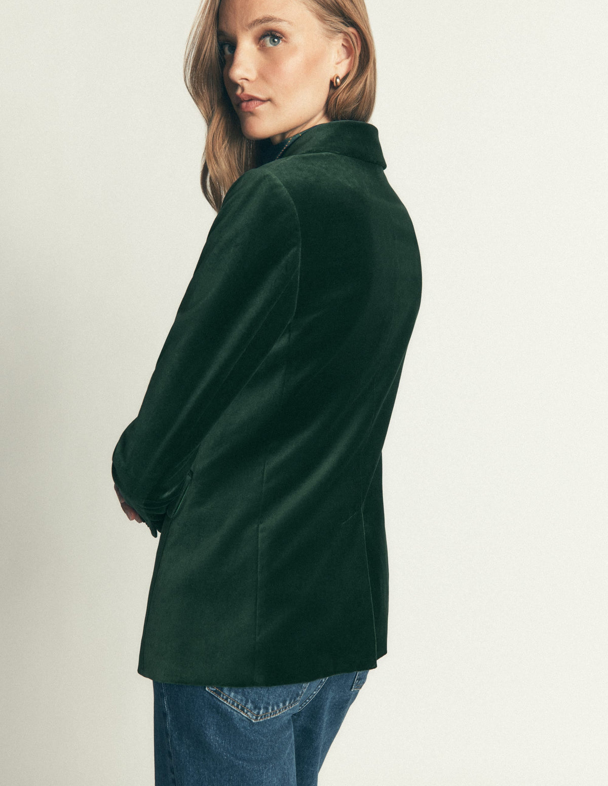 Stamford Velvet Blazer-Midnight Emerald