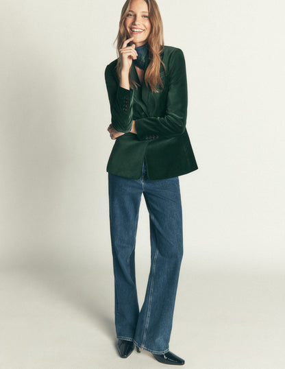 Stamford Velvet Blazer-Midnight Emerald