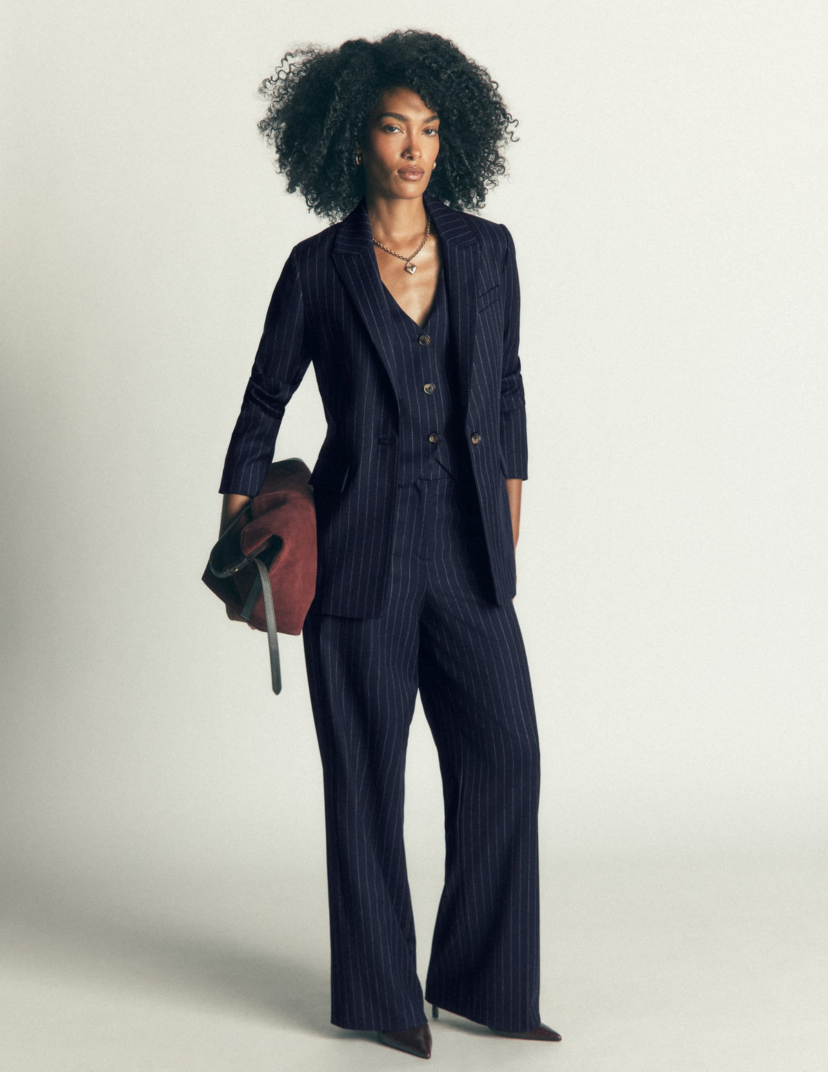 Woodbridge Wool Blend Blazer-Navy Pinstripe