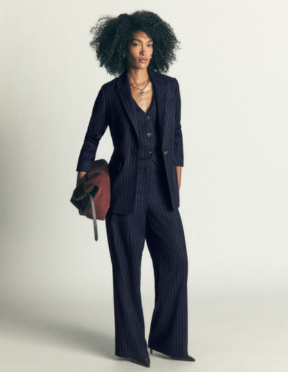 Woodbridge Wool Blend Blazer-Navy Pinstripe
