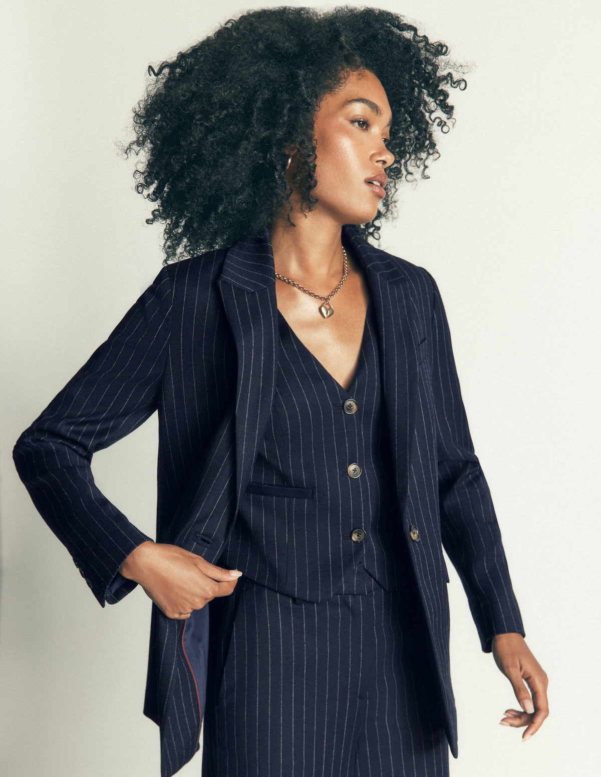 Woodbridge Wool Blend Blazer-Navy Pinstripe