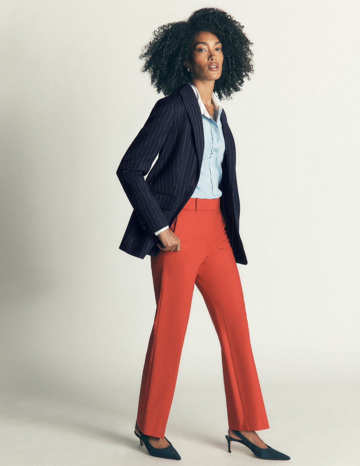 Woodbridge Wool Blend Blazer-Navy Pinstripe