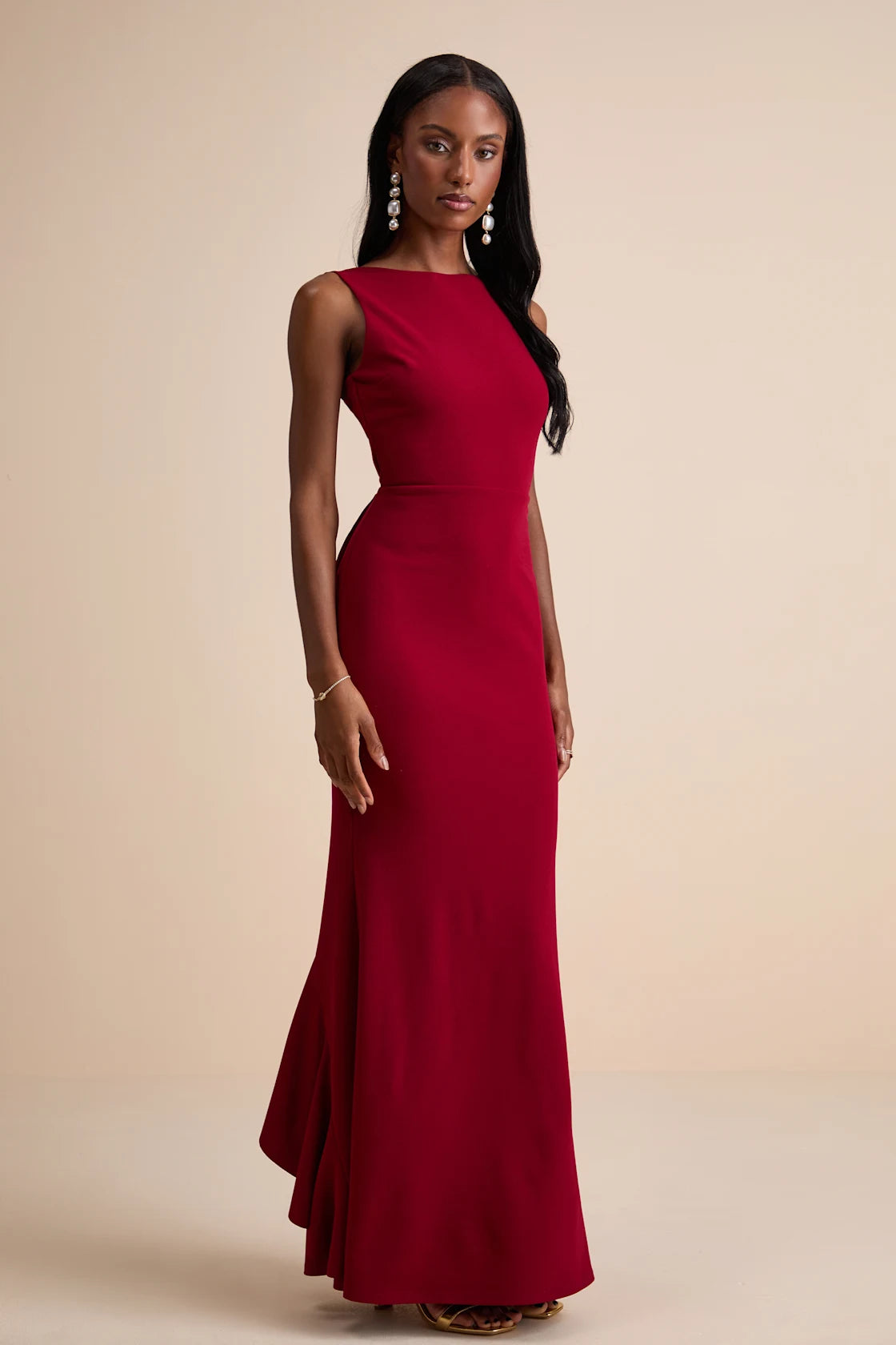 Exquisite Refinement Black Backless Bow Ruffled Maxi Dress
