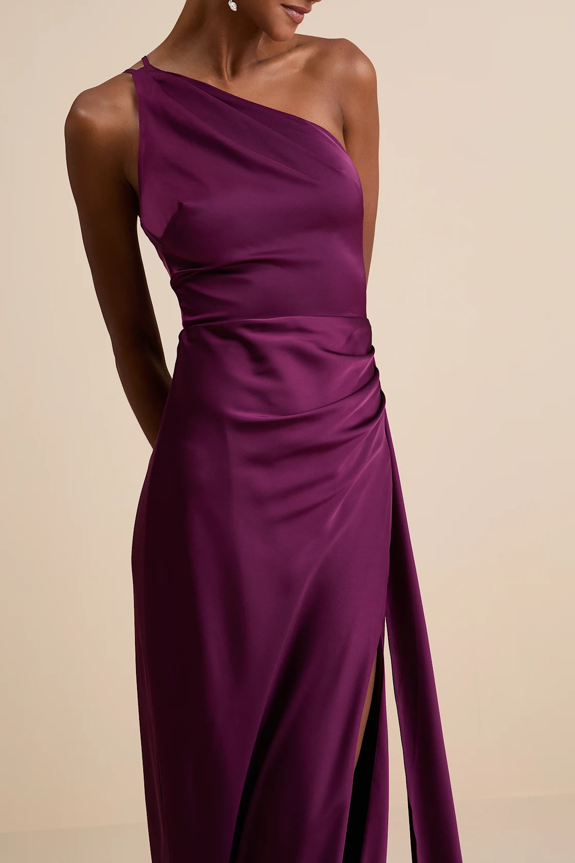 Signature Elegance Satin One-Shoulder Maxi Dress