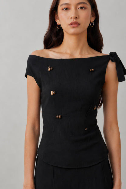 Noir Boat Neck Linen Co-ord
