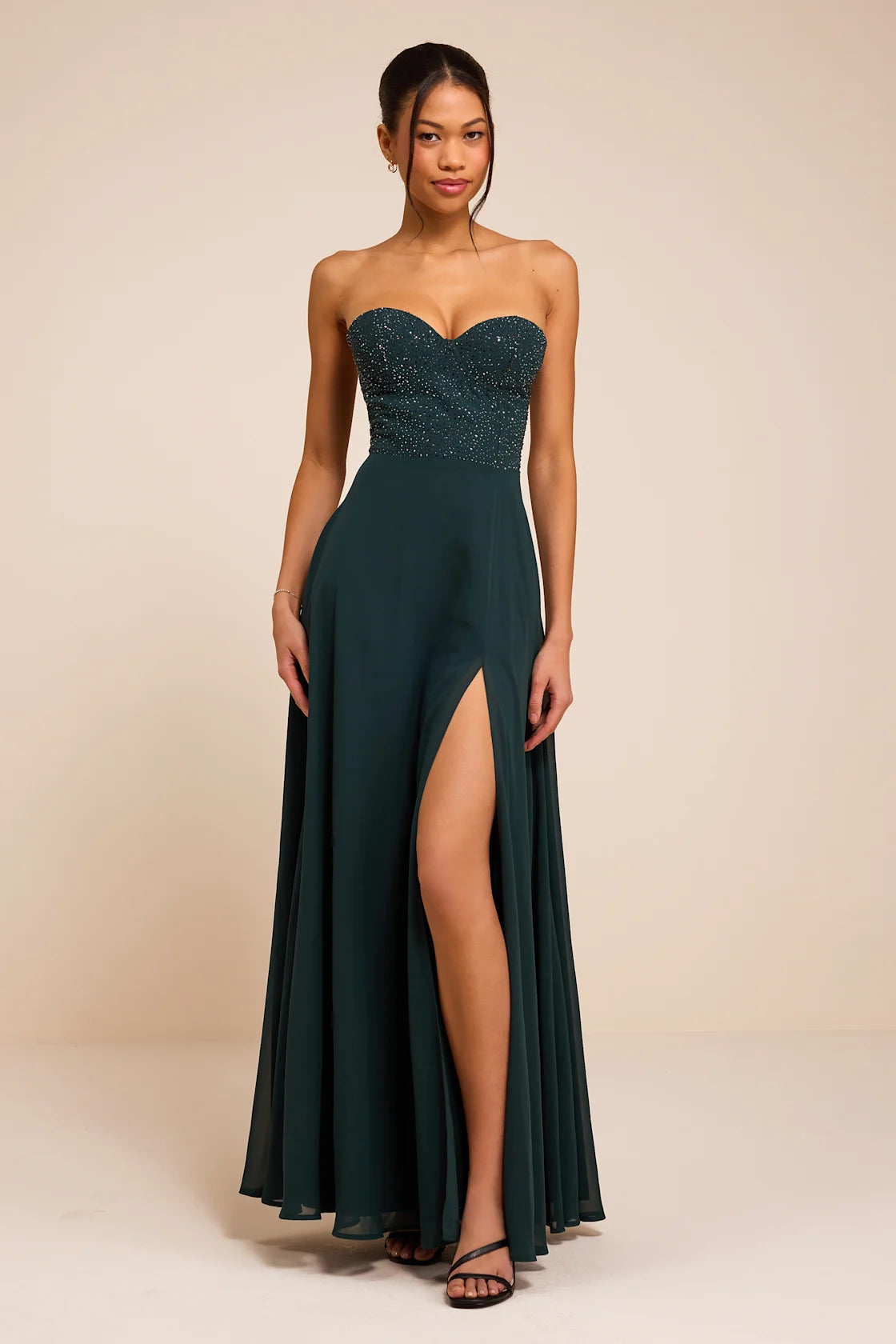 Remember This Moment Rhinestone Strapless Maxi Dress
