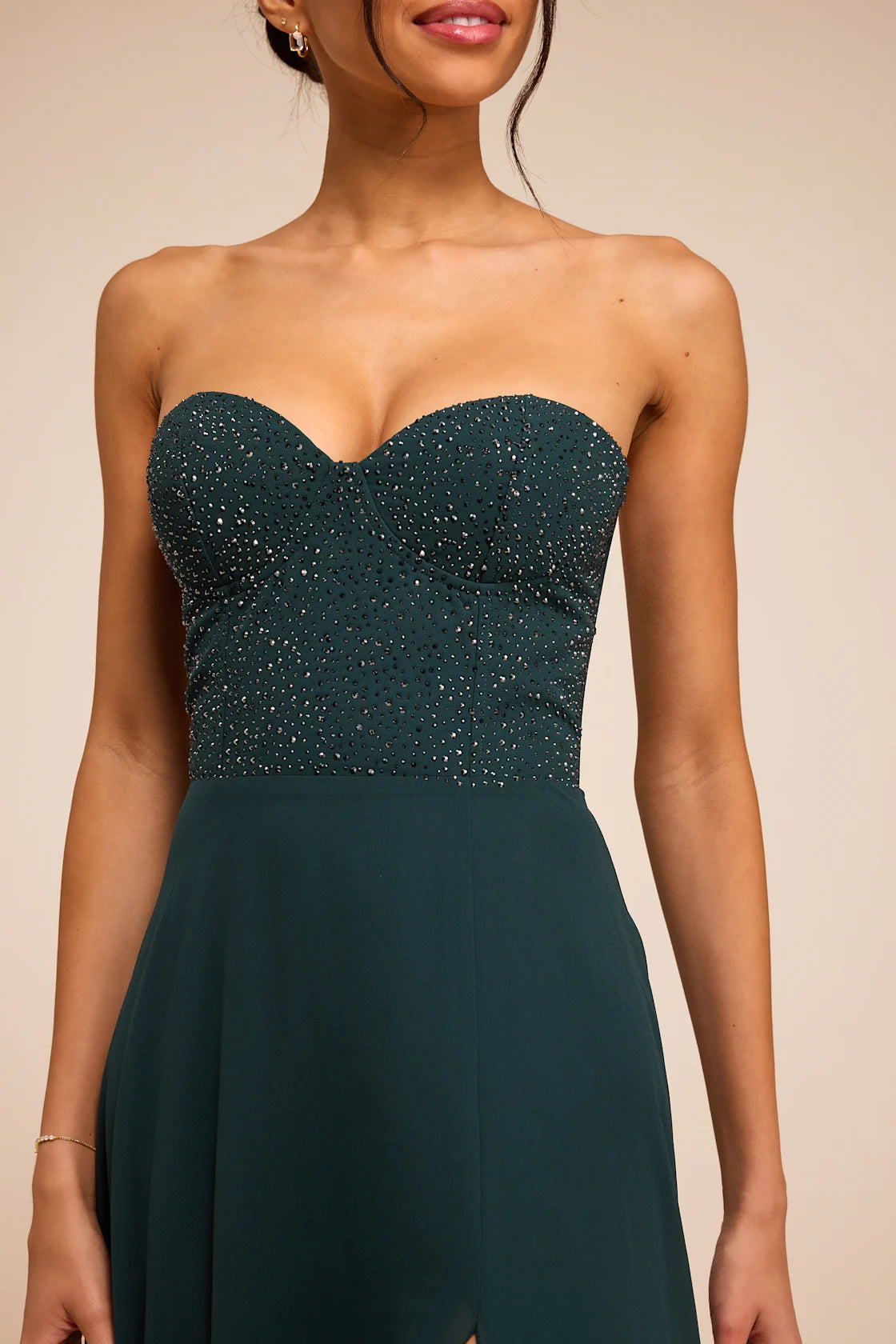 Remember This Moment Rhinestone Strapless Maxi Dress