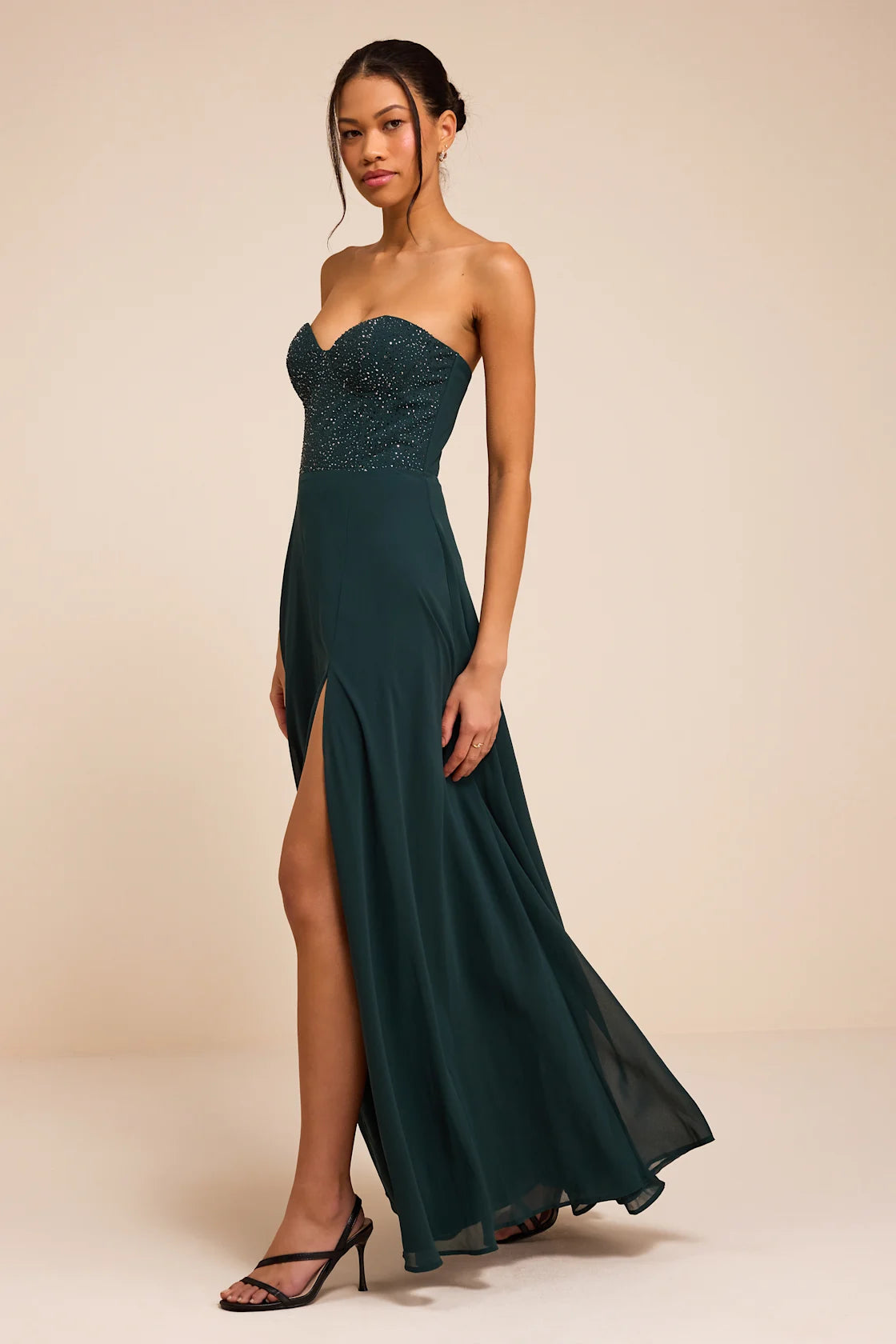 Remember This Moment Rhinestone Strapless Maxi Dress