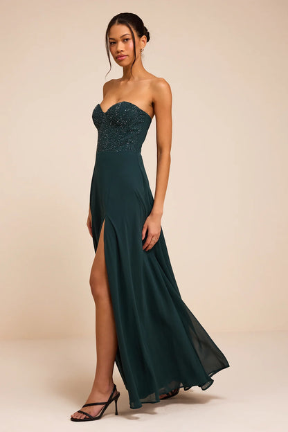 Remember This Moment Rhinestone Strapless Maxi Dress