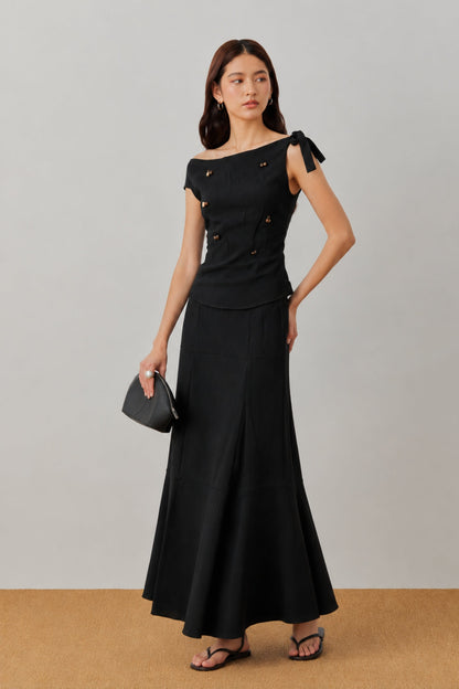 Noir Boat Neck Linen Co-ord