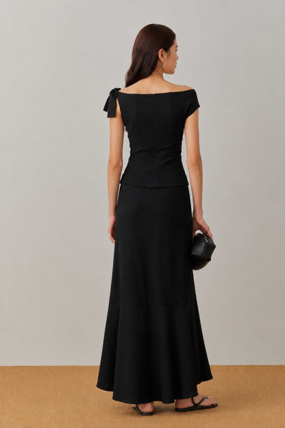 Noir Boat Neck Linen Co-ord