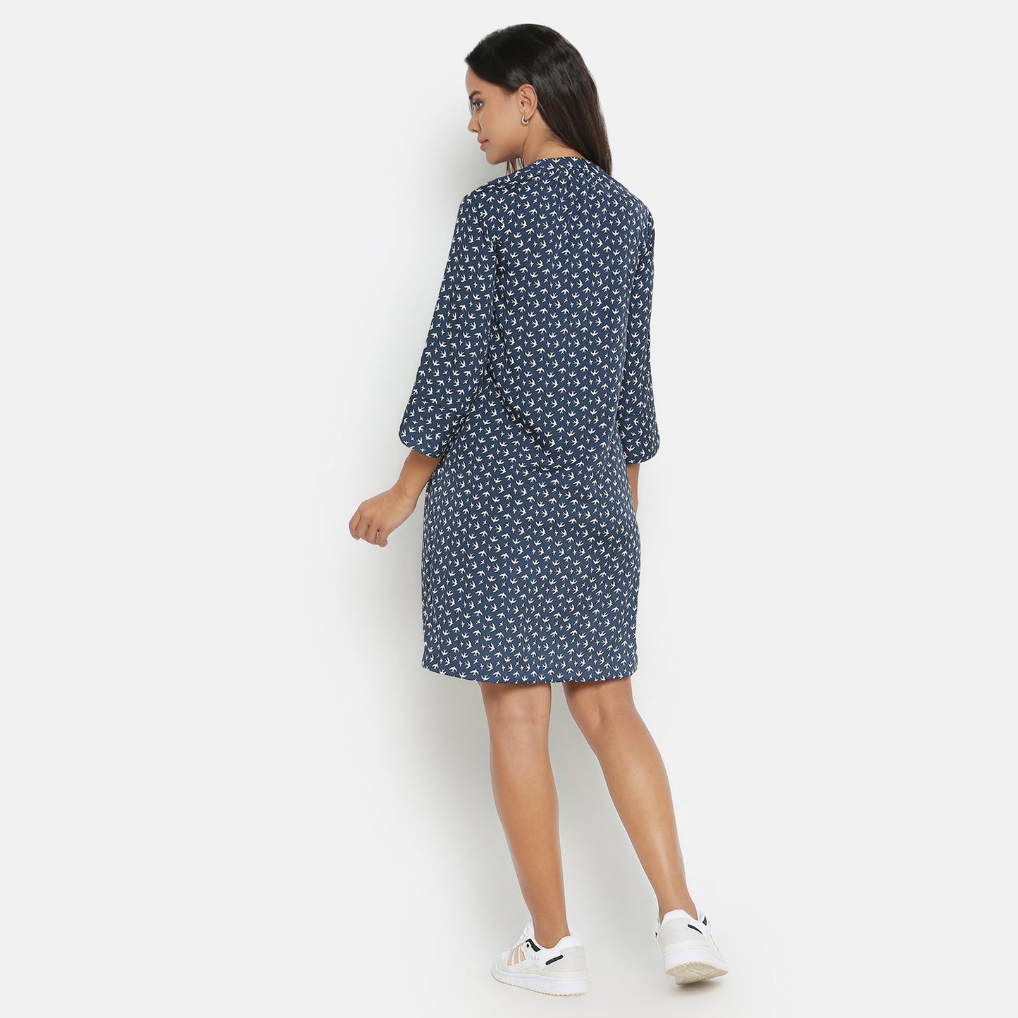 Blue Bird Printed Short Dress