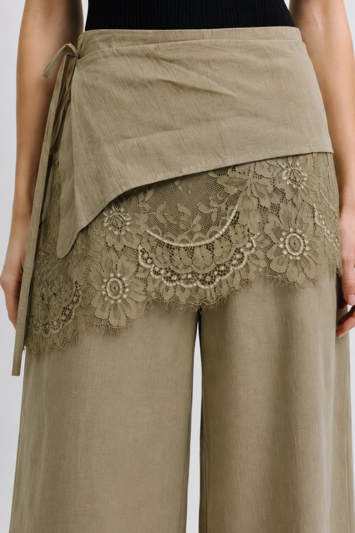 Sage Lace Overlay Pants