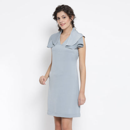Blue Drape Sleeve Dress