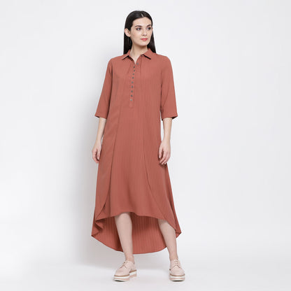 Rosewood Double Layer Asymmetrical Long Dress