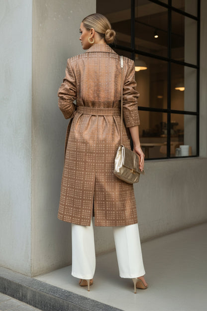 Caramel Suede Trench Coat