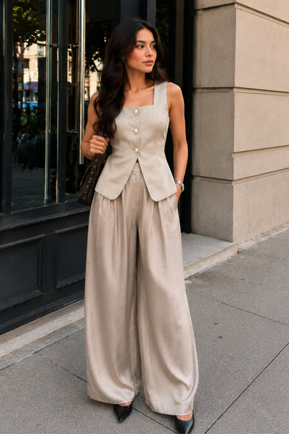 Oyster Cream Waistcoat Co-Ord