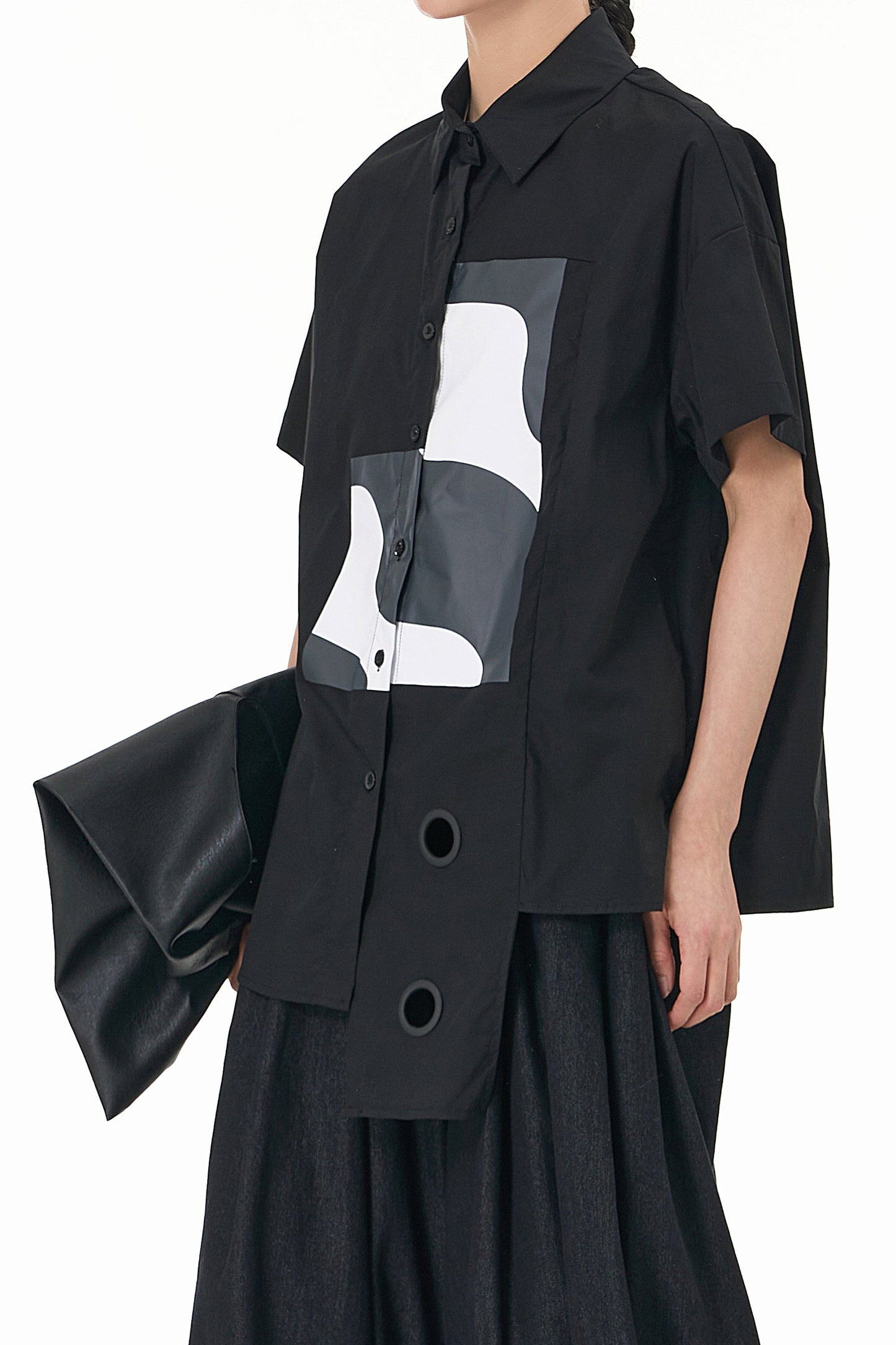 Abstract Black Oversized Shirt