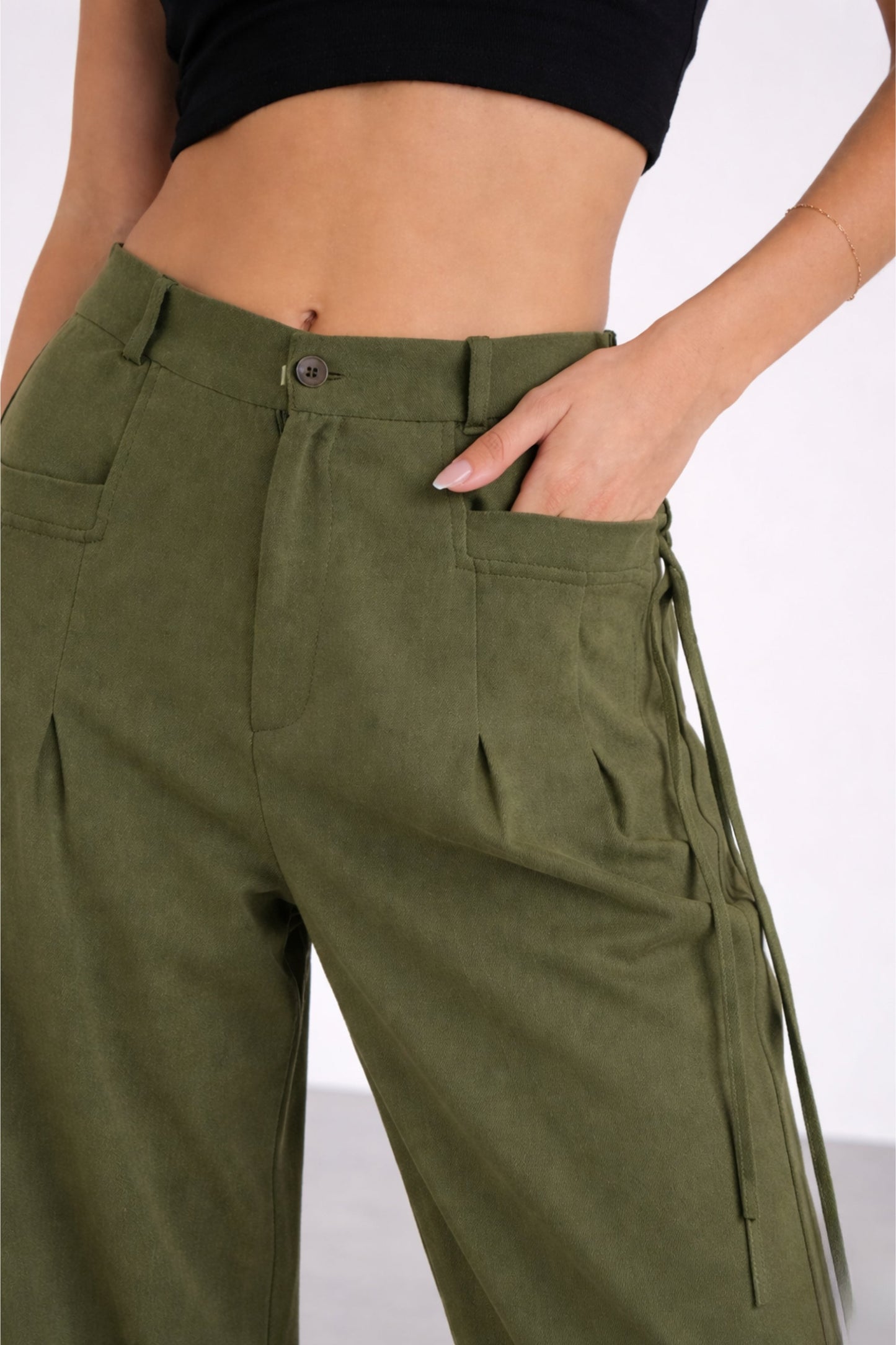 Green Pants with Pocket Strings