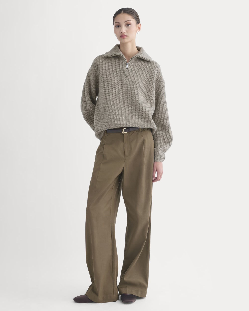 The Half-Zip Sweater in Luxe Merino | Heather Soft Taupe