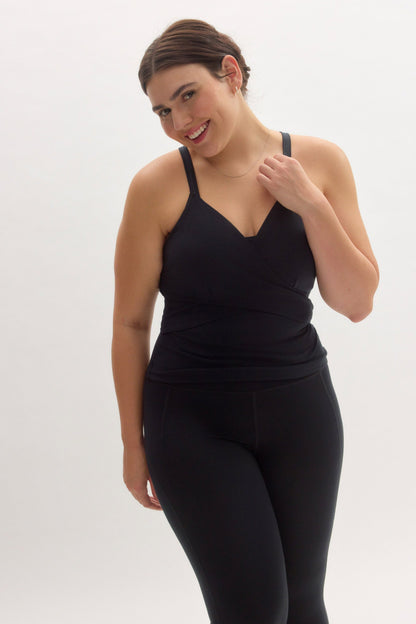 Black Tabitha Wrap Tank