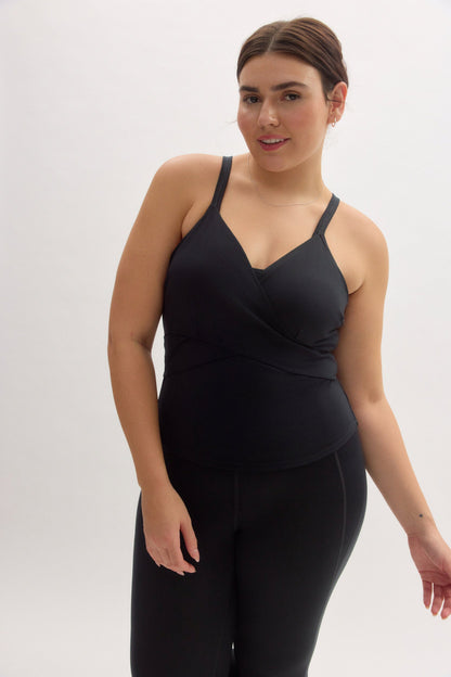 Black Tabitha Wrap Tank