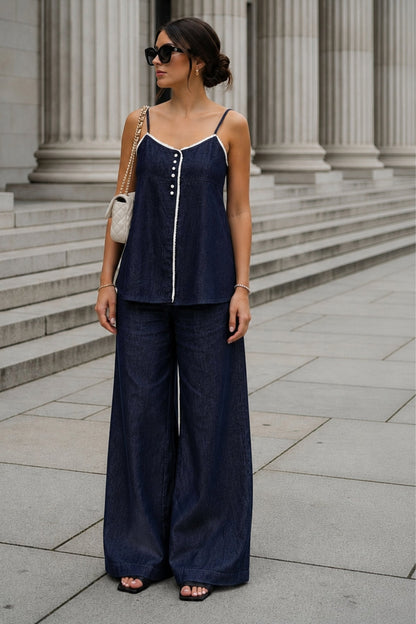 Margaret Denim Flared Co-ord Set