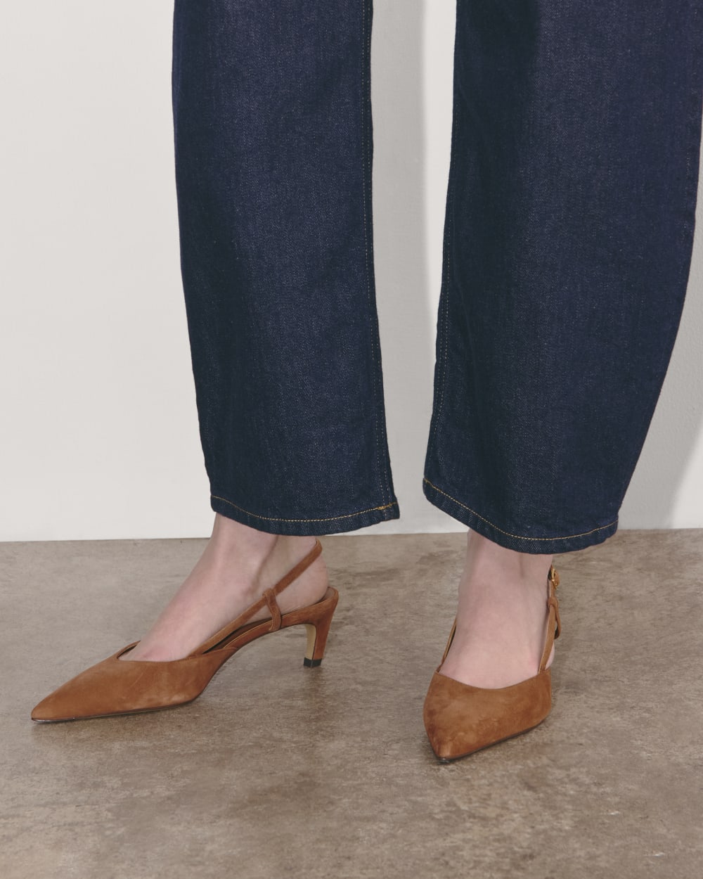 The Studio Slingback Heel | Saddle Brown Suede