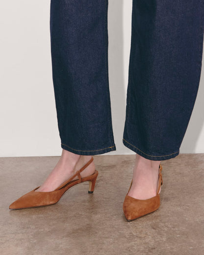 The Studio Slingback Heel | Saddle Brown Suede