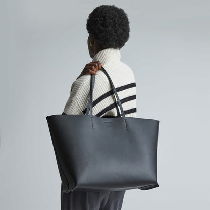 The Luxe Italian Leather Tote | Black