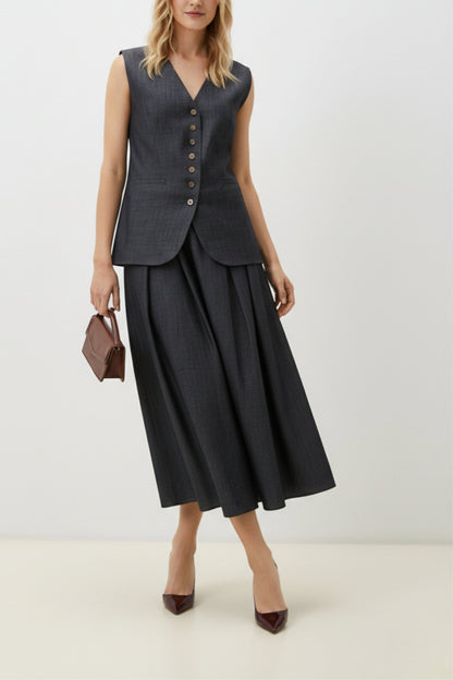 Denim Waistcoat Skirt Co-ord Set
